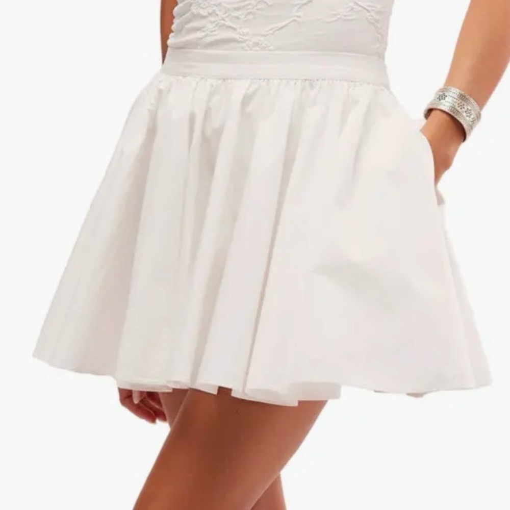 Free People Gaia Pocket Mini SkirtSz MD In Optic White‎ Boho Summer Preppy